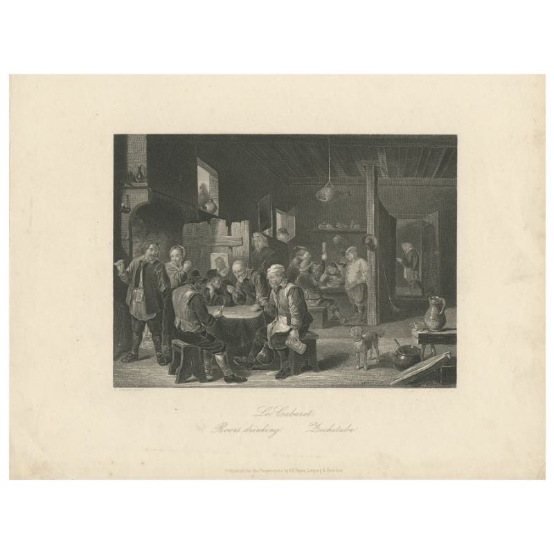 Antiker Druck einer Kneipe, um 1860