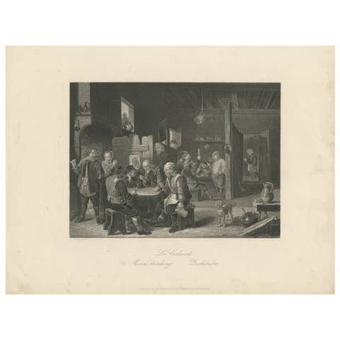 Antique Print of a Pub, circa 1860