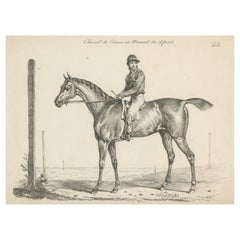 Impression ancienne d'un cheval de course et de Jockey au départ
