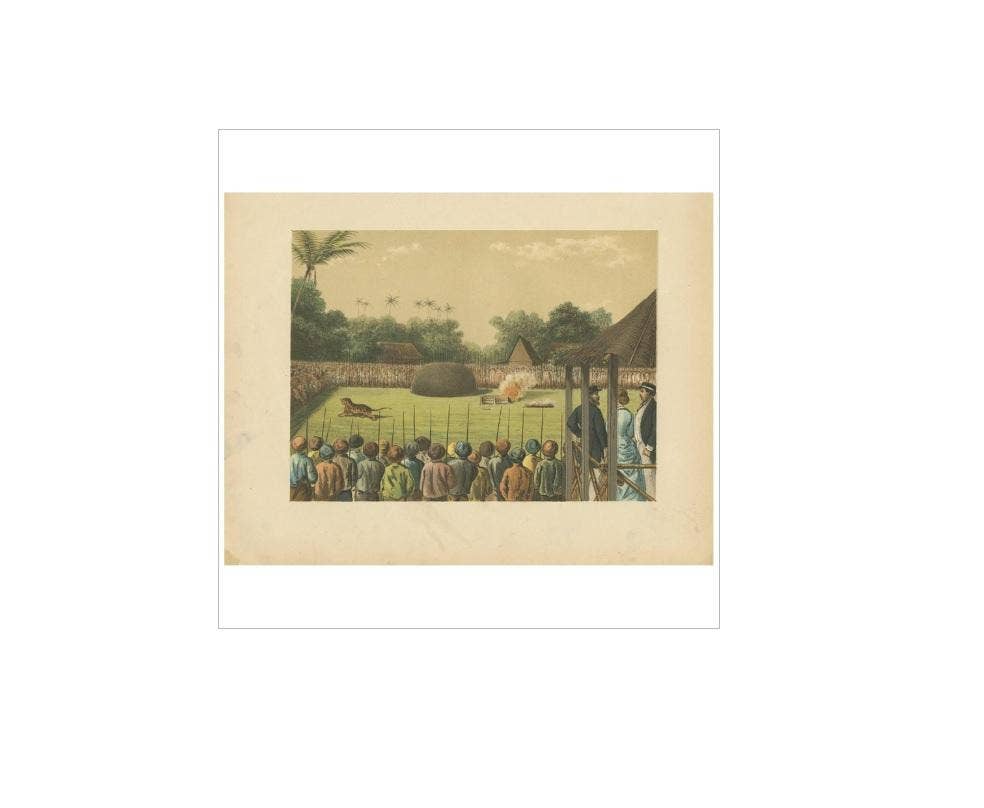 Antique Print of a Rampokan on Java by M.T.H. Perelaer, 1888
