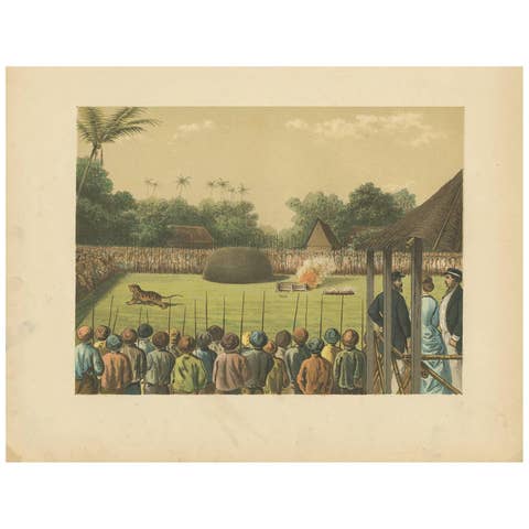 Antique Print of a Rampokan on Java by M.T.H. Perelaer, 1888