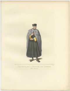 Antique Print of a Rector of the Hospital of Siena in Italy by Bonnard, '1860'