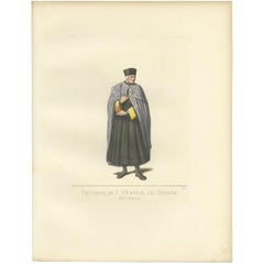 Used Print of a Rector of the Hospital of Siena in Italy by Bonnard, '1860'