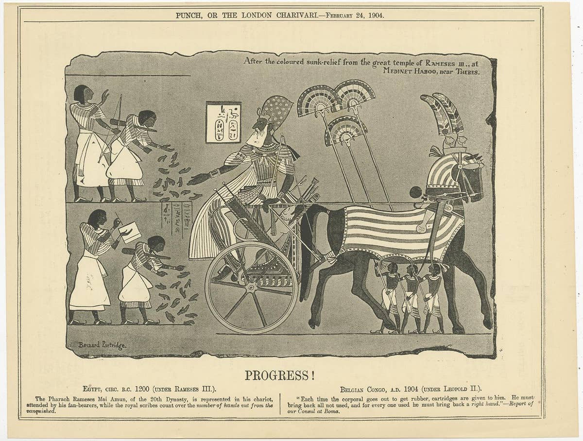 Antique Print of a Relief of the Temple of Ramesses III, 1904