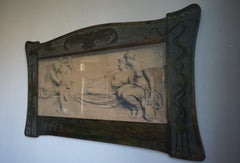 Antique Print of a Relief Sculpture of Homer by H. Bates in Jugendstil Era Frame