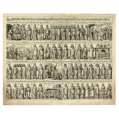 Antique Print of a Religious Calendar, Depicting the Month January, 1680