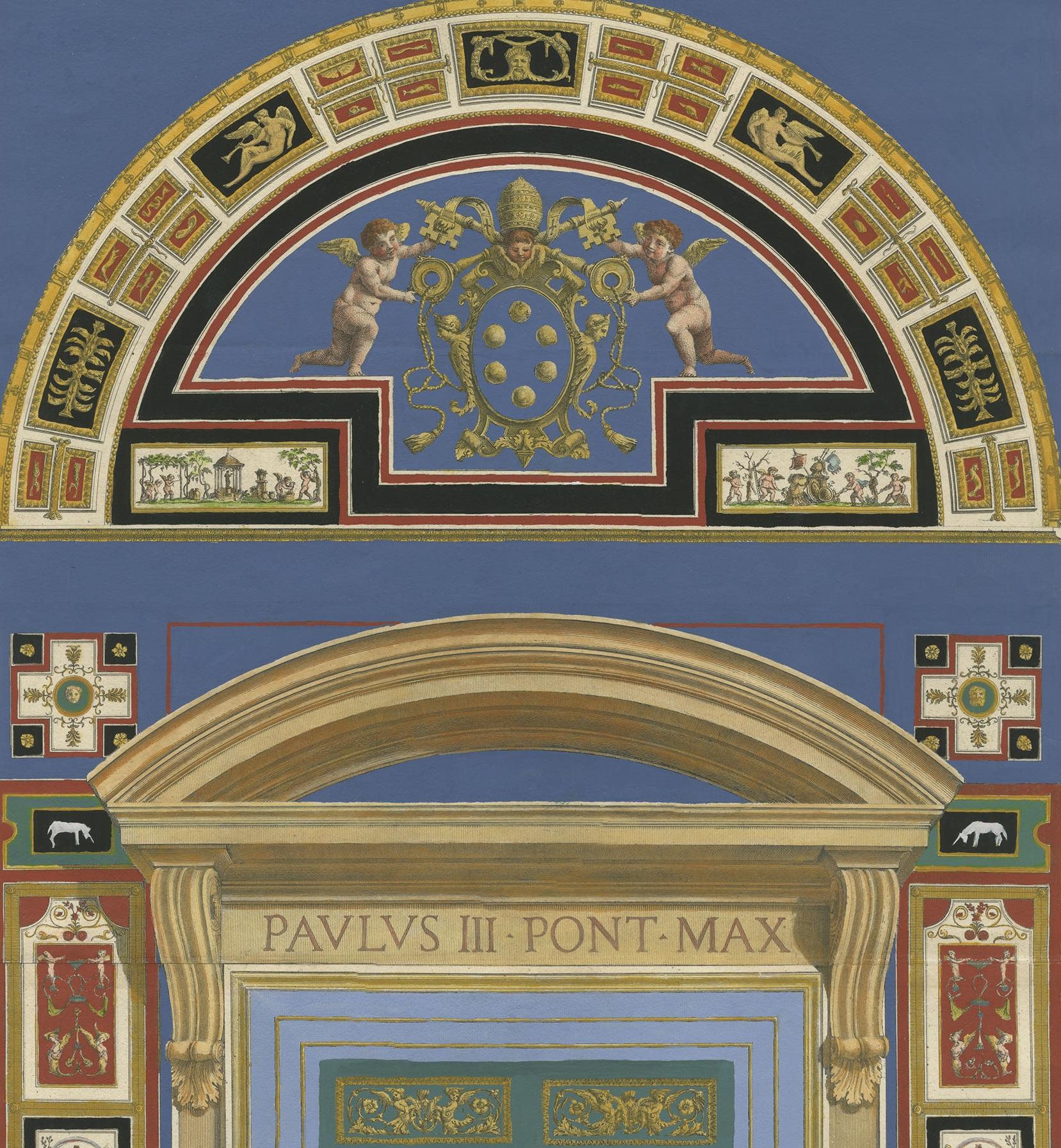 Druck eines religiösen Fresco- oder dekorativen Pilasters von Ottoviani, um 1775 im Zustand „Gut“ im Angebot in Langweer, NL