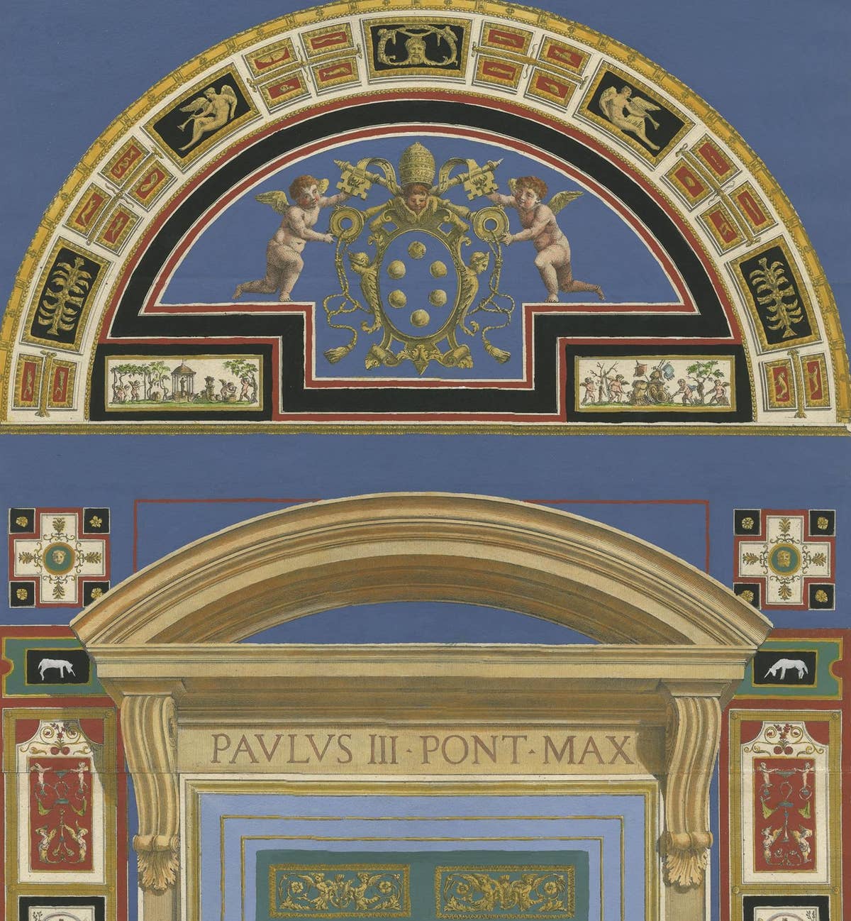Print of a Religious Fresco or Decorative Pilaster by Ottoviani, 'circa 1775'