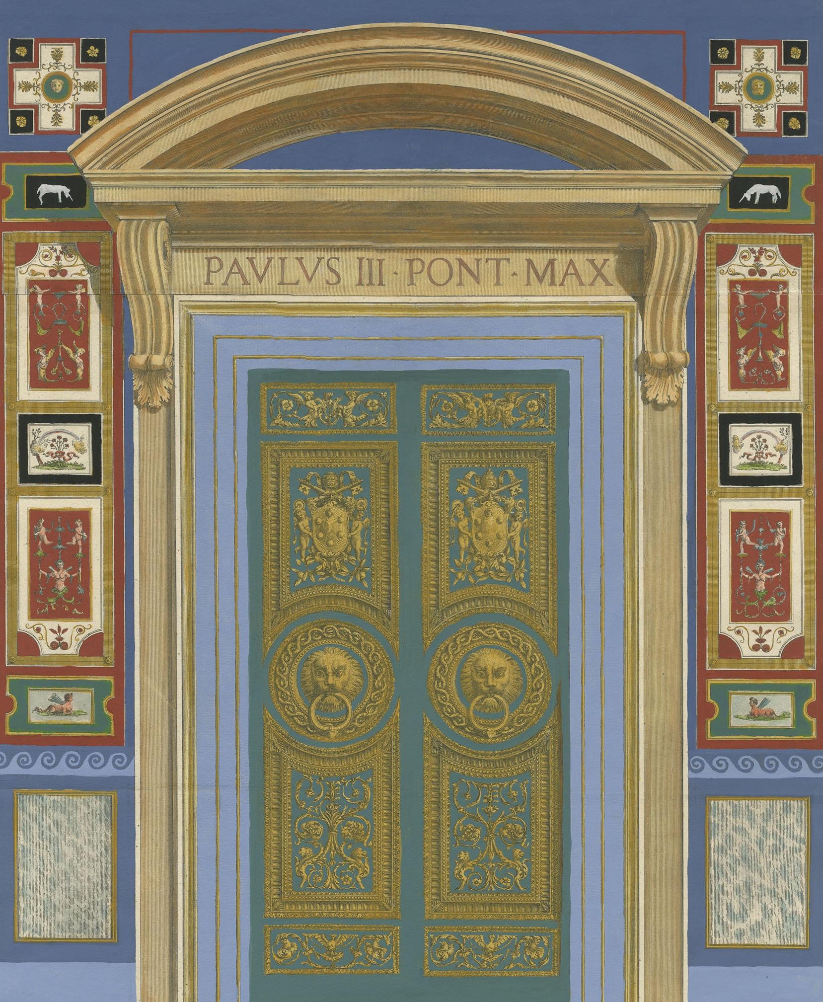 Druck eines religiösen Fresco- oder dekorativen Pilasters von Ottoviani, um 1775 (18. Jahrhundert) im Angebot