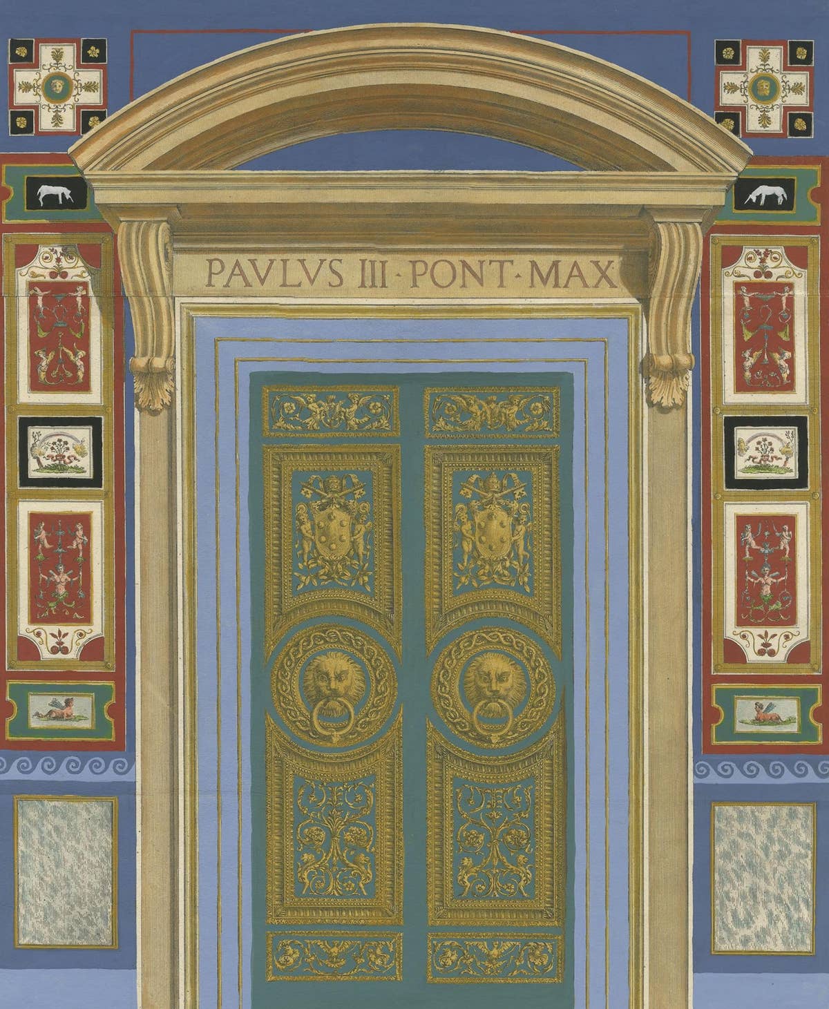 Print of a Religious Fresco or Decorative Pilaster by Ottoviani, 'circa 1775'