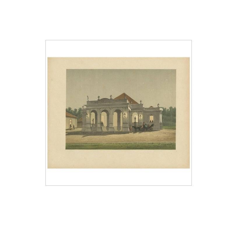Antique Print of a Residence in Batavia by M.T.H. Perelaer, 1888 In Good Condition For Sale In Langweer, NL