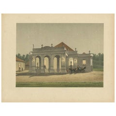 Antiker Druck eines Wohnhauses in Batavia von M.T.H. Perelaer, 1888