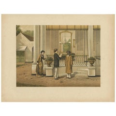 Antiker Druck eines Wohnhauses in Batavia von M.T.H. Perelaer, 1888