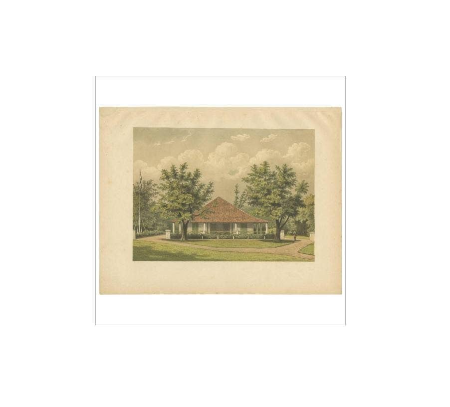 Antique Print of a Residence on Java by M.T.H. Perelaer, 1888