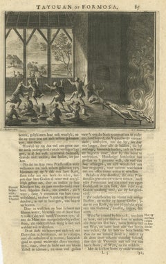 Antique Print of a Ritual on Formosa by Valentijn, 1726