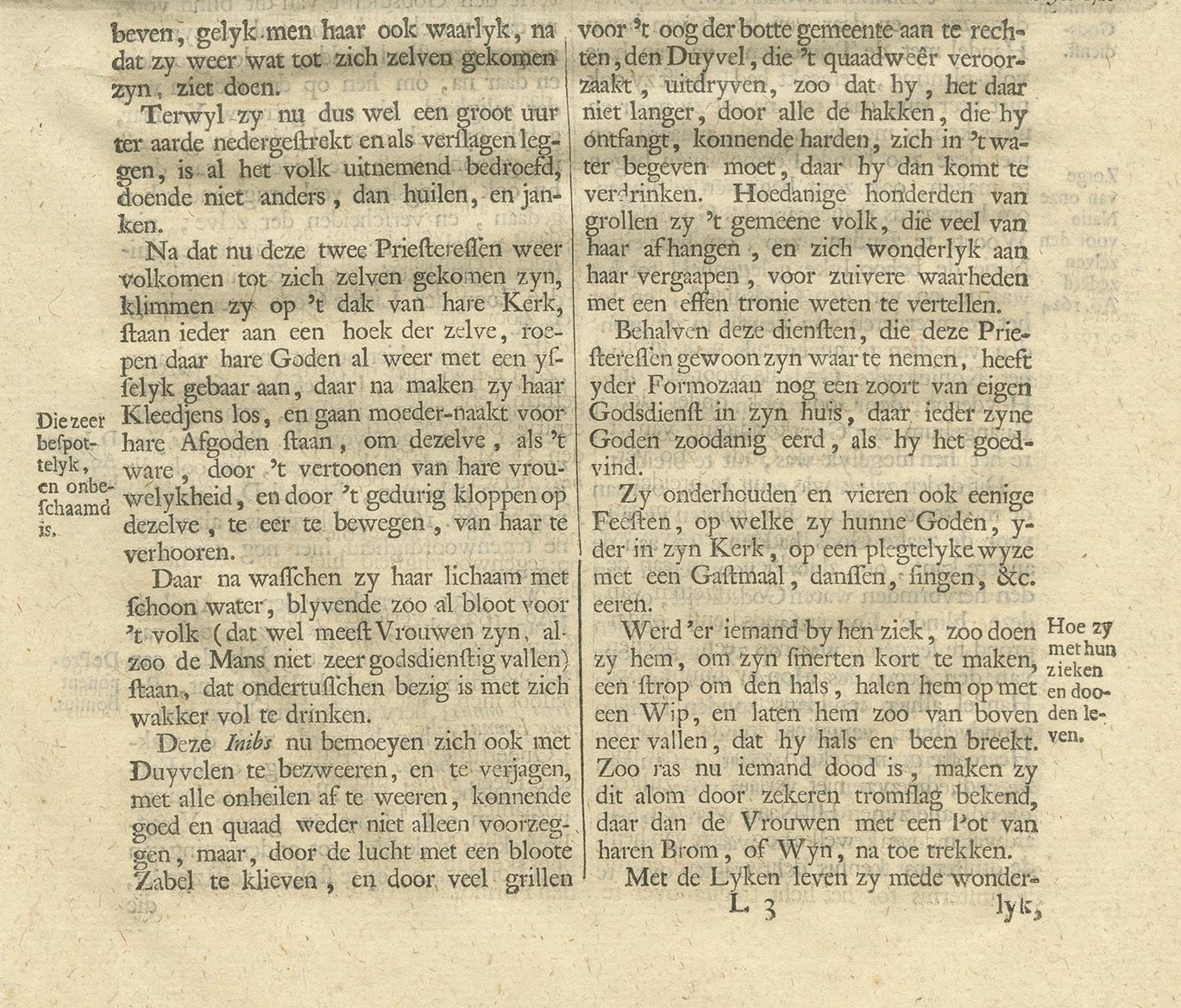 Antiker antiker Druck eines Rituals auf Formosa von Valentijn, 1726 im Zustand „Gut“ im Angebot in Langweer, NL