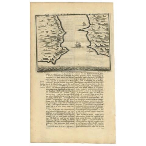 Antique Print of a River in Madagascar by Valentijn, 1726