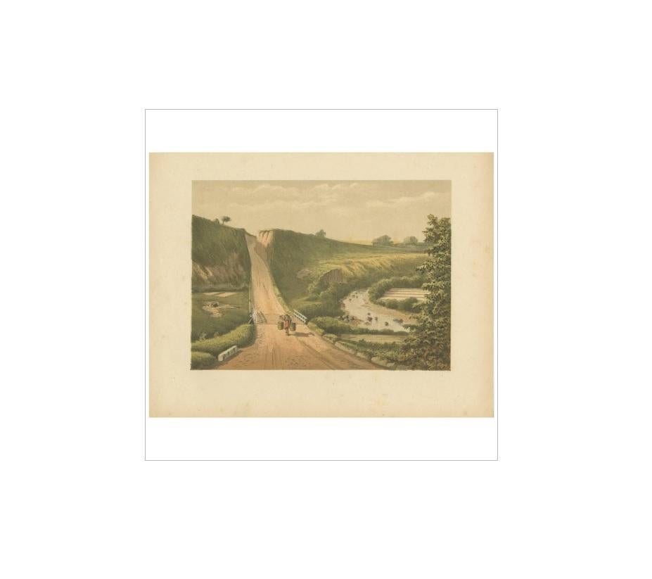 Antique Print of a Road near Cipanas 'Java' by M.T.H. Perelaer, 1888 In Good Condition For Sale In Langweer, NL