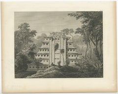 Antique Print of a Ruin of a Temple of the Inca's in Mexico, 1857