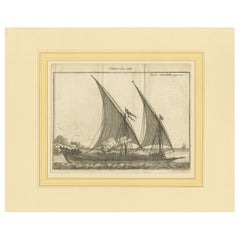 Antique Print of a Sailing Galley by Pluche '1735'