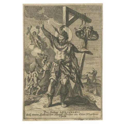 Antique Print of a Saint, They Holy Apollinaris of Ravenna, Syria