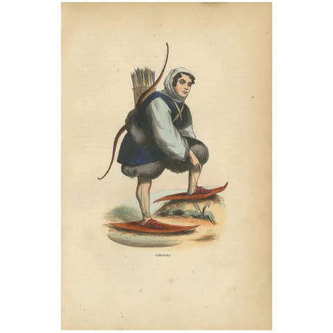 Old Print of a Samoyed or Samodeic, part of the Uralic family, Northern Russia