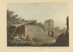 A Colossal Sarcophagus at Cacamo, Hand-Colored Aquatint, 1803