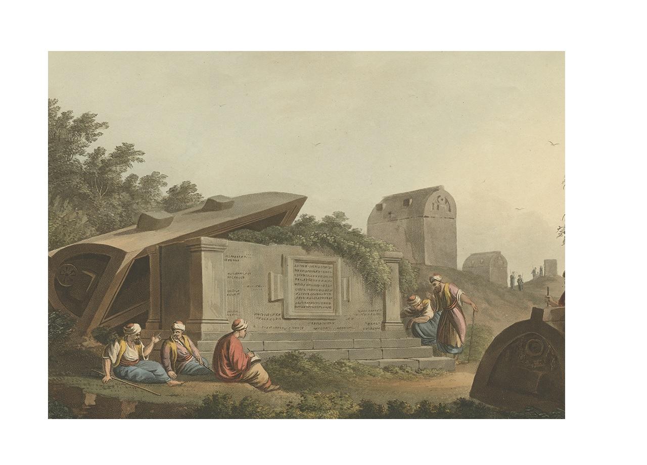 Impression ancienne d'un sarcophage à Caccamo par Bowyer, 1803 Bon état - En vente à Langweer, NL