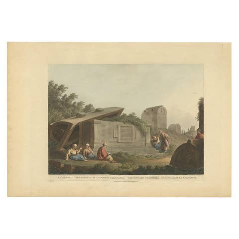 A Colossal Sarcophagus at Cacamo, Hand-Colored Aquatint, 1803