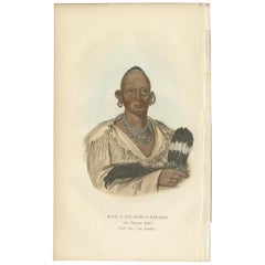 Antique Print of a Sauk Chief by Prichard, 1843