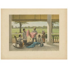Antiker antiker Druck einer Szene aus Batavia, Indonesien, von M.T.H. Perelaer, 1888