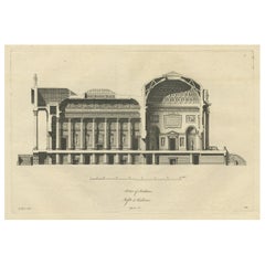Antique Print of a Section of Kedleston Hall, Derbyshire, England, c.1770