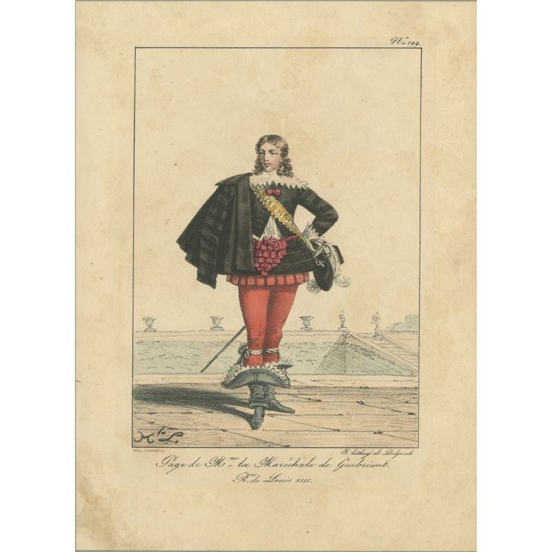 Impression ancienne d'un serviteur de la femme de Louis XIII, 1820 en vente