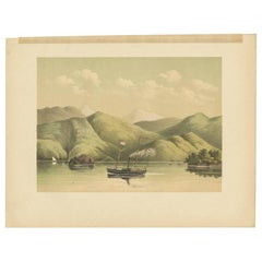 Antiker Druck eines Schiffes an der Küste von Aceh (Atjeh) von M.T.H. Perelaer, 1888