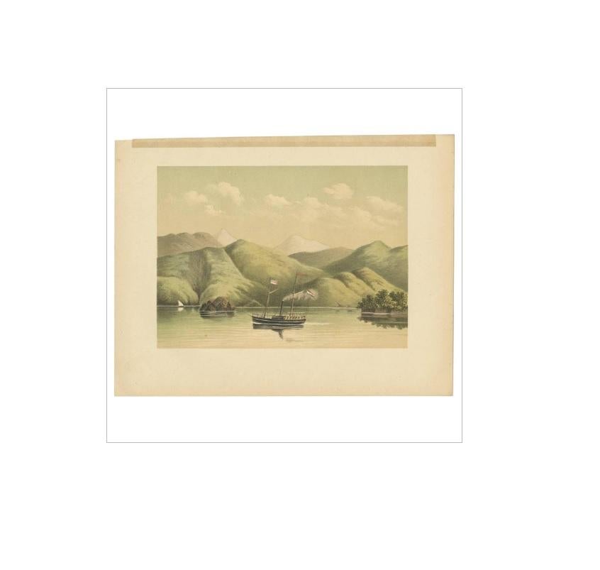 19th Century Antique Print of a Ship Near the Coast of Aceh (Atjeh) by M.T.H. Perelaer, 1888 For Sale