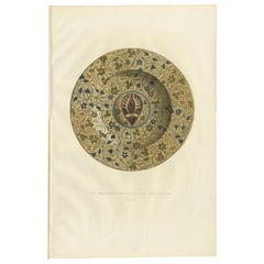 Antique Print of a Siculo-Arabic Majolica Plate by Delange '1869'