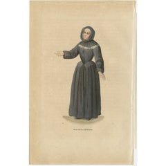 Antique Print of a Sister of the Congregation of France, 1845