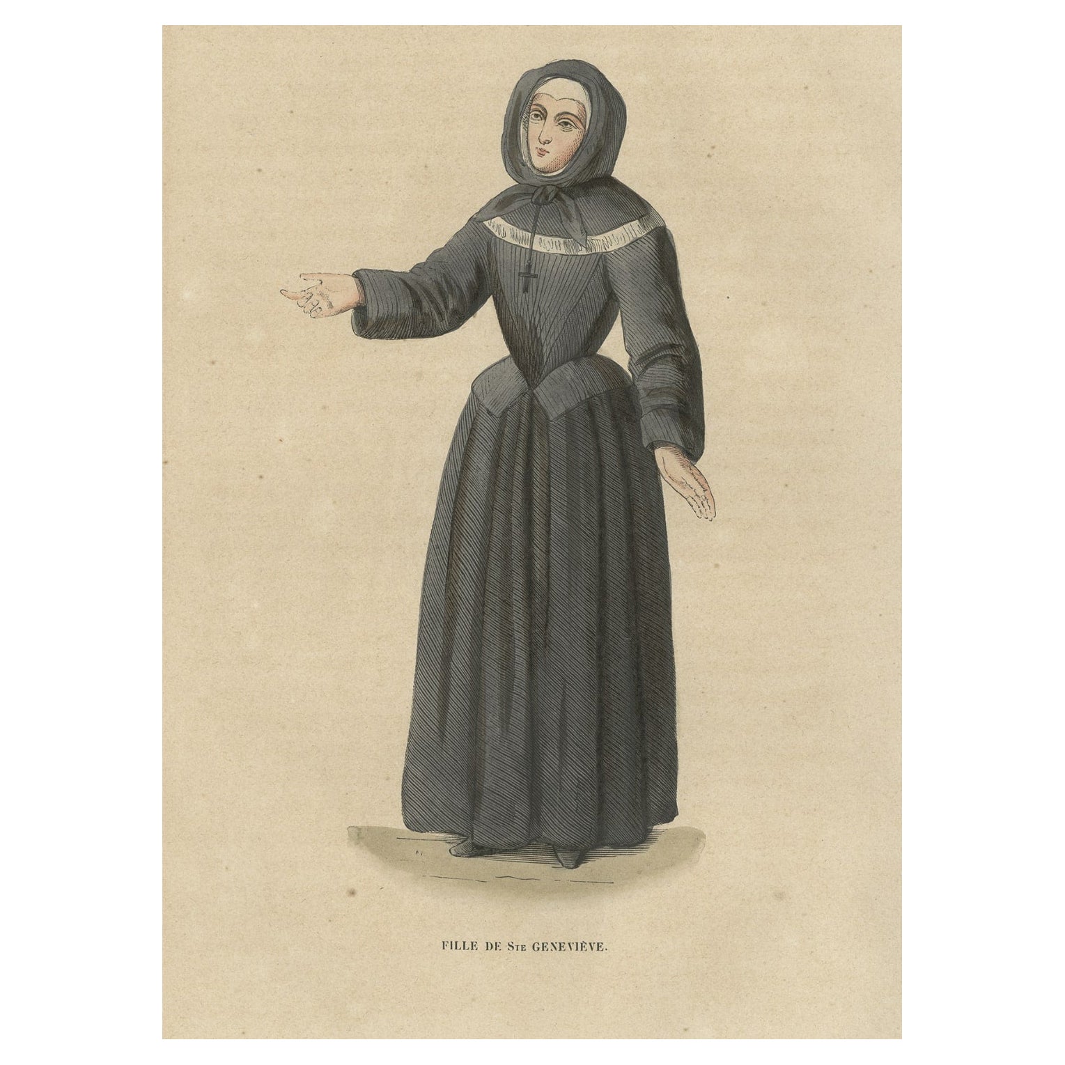 Antiker Druck einer Schwester der Kardinäle von Frankreich, 1845