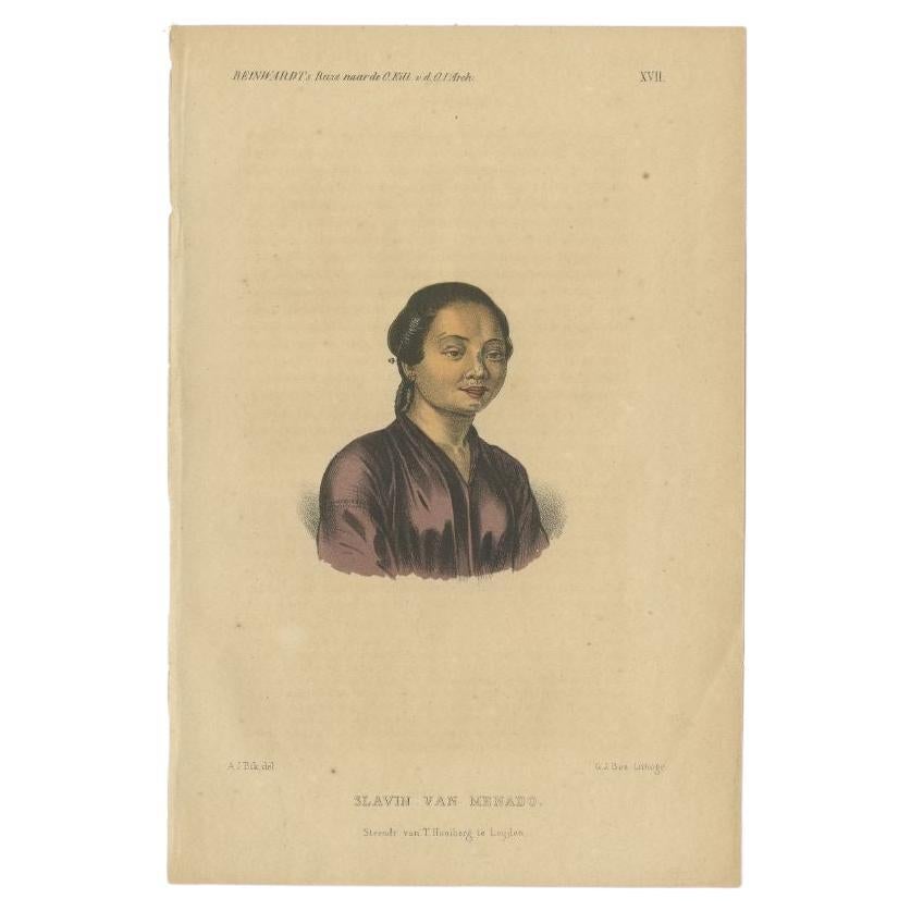 Antique Print of a Slave of Manado, Celebes 'Sulawesi', Indonesia, 1858 For Sale