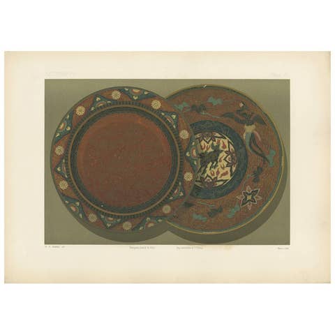 Antique Print of a small Japanese Dish by G. Audsley, 1884