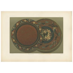 Antique Print of a small Japanese Dish by G. Audsley, 1884