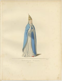 Antique Print of a Sovereign Pope by Bonnard, '1860'