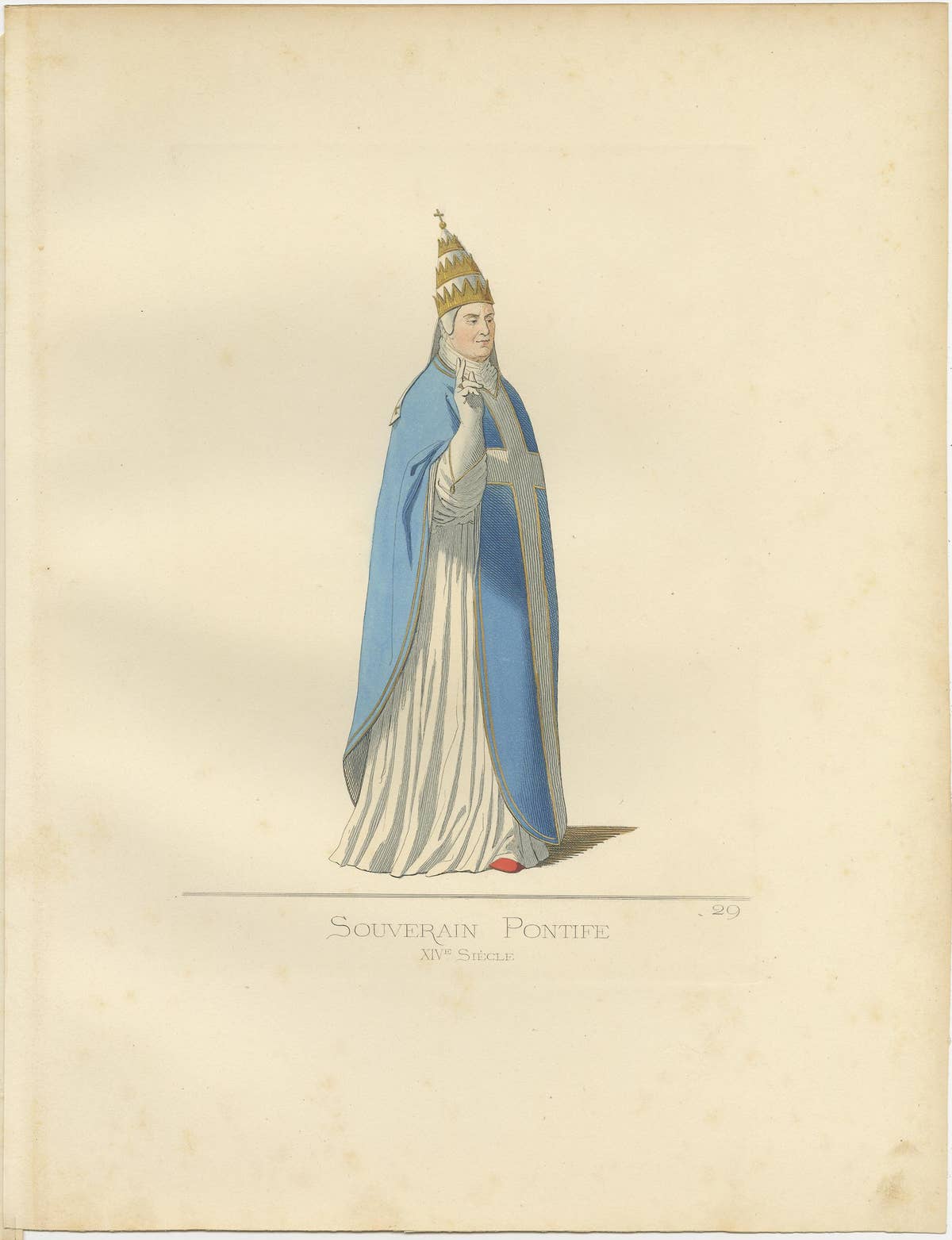 Antique Print of a Sovereign Pope by Bonnard, '1860'