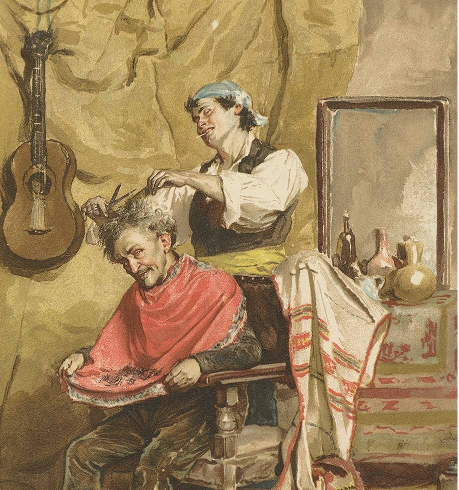 Antique Print of a Spanish Barber Made after C.S. Reinhart, circa 1893
