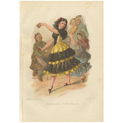 Antique Print of a Spanish Dancer by Grégoire, 1883