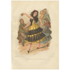 Antiker antiker Druck eines spanischen Tänzers von Grgoire, 1883