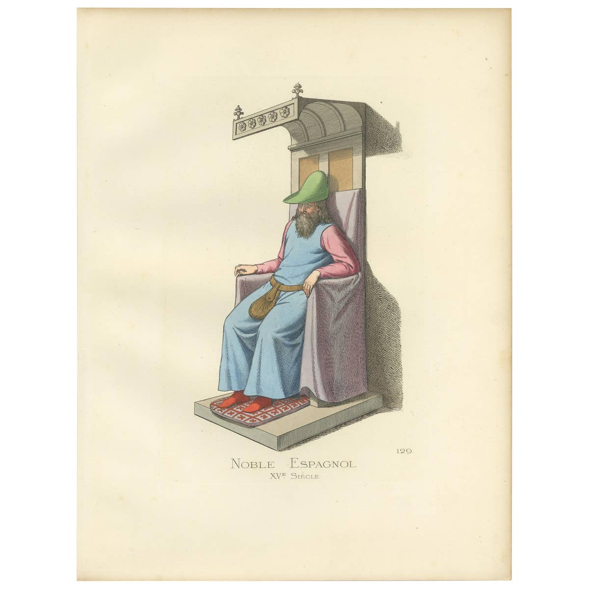 Antique Print of a Spanish Nobleman, 15th Century, by Bonnard, 1860