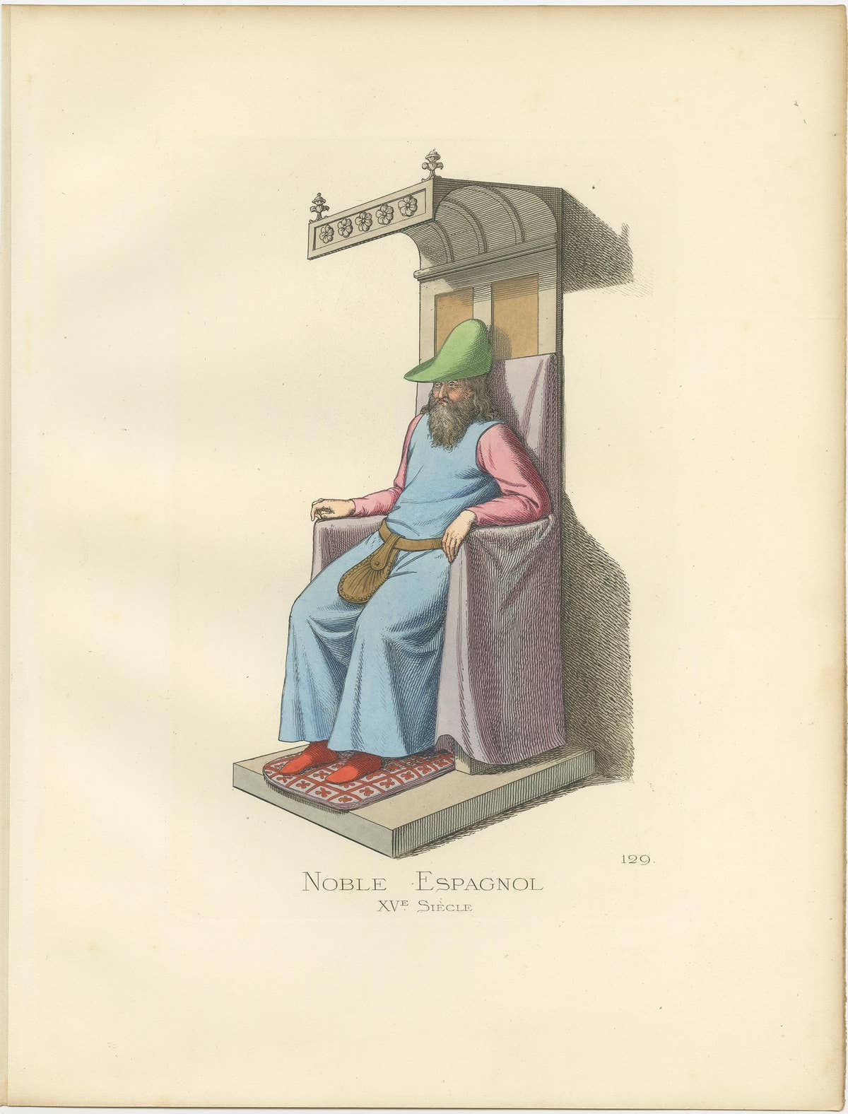 Antique Print of a Spanish Nobleman, 15th Century, by Bonnard, 1860