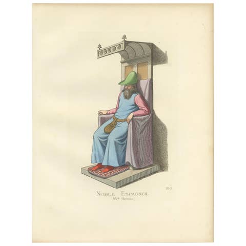 Antique Print of a Spanish Nobleman, 15th Century, by Bonnard, 1860