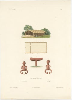 Antique Print of a Spirit House in New Zealand